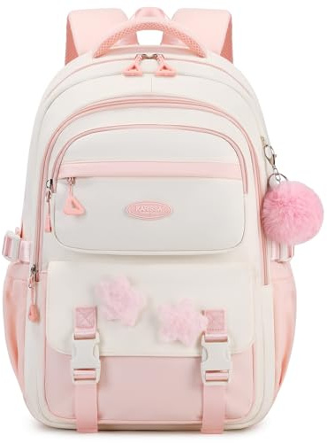Amythe Cartable Fille Primaire CE2 CM1 CM2, Convient aux Chariot, Rose | Sac à Dos pour Enfant 9 à 16 Ans, Cartable Filles Collège, Kawaii Décontracté Grande Léger et Imperméable, Rentrée scolaire