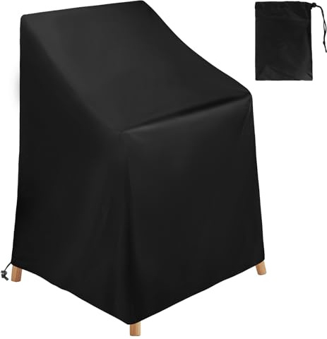 Vunpok Gartenstuhl Abdeckung, Stapelstühle Schutzhülle Winterfest UV-Beständig Abdeckhaube für Gartenstühle, Stapelstühle,Gartenmöbel mit Aufbewahrungstasche,64x64x70/120 cm