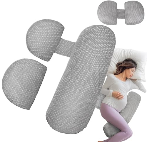 cozyyeah Pregnancy Wedge Pillow for Sleeping, Adjustable Maternity Pillow for Side Sleepers, Supports Back, Belly & Hip, Ideal for Pregnant Women, Rayon Made from Bamboo Removable Cover, Grey (Long)