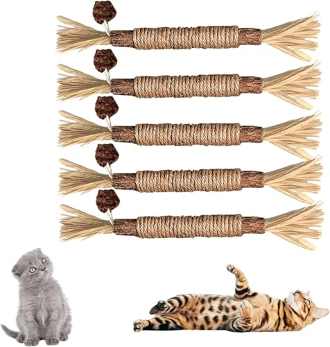 TheGuard 5 Natural Matatabi Silvervine Chew Sticks Catnip Toys Set
