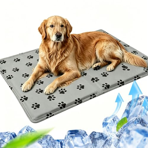 Tapis Rafraichissant Chien Chat Injection D'eau 60*90cm,XL Tapis Rafraichissant avec Gel Non Toxique Portable,Durable,Résistant aux Rayures,pour Chiens Chats Grand Moyenne l'été Voyages - Gris