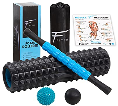 Fitem Foam roller Kit de Massage Profond - Rouleau de Massage - Mal de Dos - Courbatures Musculaires & Trigger Points - Récupération Sportive et Bien-être