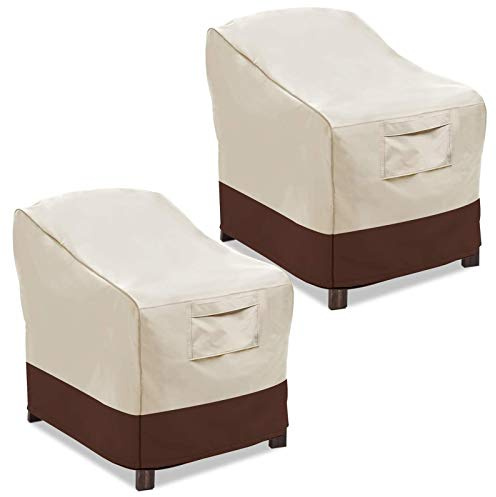 Vailge Patio Chair Covers, Lounge Deep Seat Cover, Heavy Duty and Waterproof Outdoor Lawn Patio Furniture Covers (2 Pack - Small, Beige & Brown)