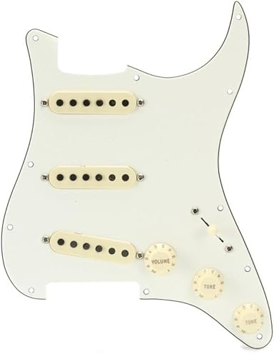 Fender Pre-Wired Strat Pickguard with Tex-Mex Pickups, SSS Configuration, Alnico 5 Magnets, Easy Installation, Parchment White