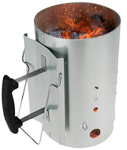 SA Products BBQ Chimney Starter - Aluminium Charcoal Lighter Canister with Heat-Insulated Safety Handle, Cone-Shaped Coal Holder, Vent Holes - Portable BBQ Grill Accessories for Camping - 30.5x20cm