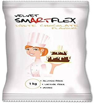 SmartFlex Fondant White Velvet White Chocolate Flavour 1 kg: Sugarpaste with Delicious White Chocolate Taste, Does not Tear, Crack or Stick, Suited for Vegetarians and Vegans - 1 kg