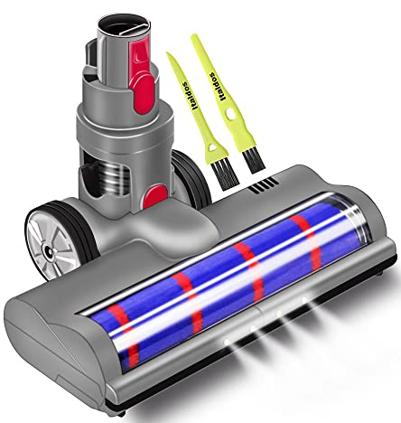 Italdos Spazzola Motorizzata Elettrica Turbo compatibile per Dyson V7 V8 V10 V15 V11 V12 Sgancio Rapido con Rullo Setole Morbide per Parquet Piastrelle Marmo con Luce LED e Ruote Grande