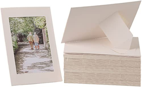 Litpoetic 100 Pack Standing Paper Picture Frames 4x6,Cardboard Photo Frame with Easel,Paper Photo Frame Cards,Gallery Frames Bulk For Christmas New Year Birthday Craft DIY Classroom, White