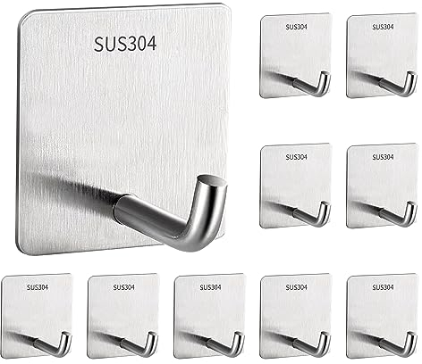 Faittoo 10 Stück Klebehaken Haken Stahl für Küche und Bad