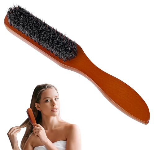 AOOWU Wildschweinborsten Bürste, Haarbürste aus Holz, Antistatisch Boar Bristle Bürste, Naturhaarbürste für Haar und Bart, Reduziert Haarbruch und Krauses Haarkamm