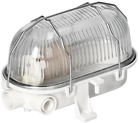 ADAKAT Bulkhead - Lámpara de sótano E27 IP54 con cubierta de cristal, rejilla metálica