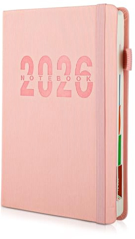 Dagbok 2026 – Skoldagbok 2026, daglig planerare en sida per dag, mjuk anteckningsbok i 80 g tjockt anti-bläck, perfekt för studier, arbete och dagligt liv