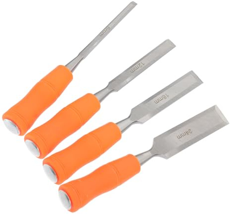 LIFKOME 4 piezas Formones de Madera Profesionales para Tallado Mango Ergonómico para Bricolaje Herramientas de Cincelado y Esculpido Resistentes para Manualidades de Madera