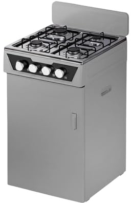 Wintem – Cucina a Gas 4 Fuochi con Vano Portabombola Integrato, Cucina a Libera Installazione per Interni ed Esterni, Struttura Robusta Compatta e Facile da Usare, Grigia