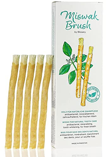 BLISSANY Miswak Brush - Natürliches Zahnputzholz für strahlend Weiße Zähne - Vegan und Umweltfreundlich - 5er Pack