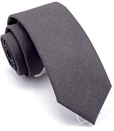 GUSLESON Cotton Silk Tie Solid Gray Skinny Ties Wool Pure Neckties (0910-10)