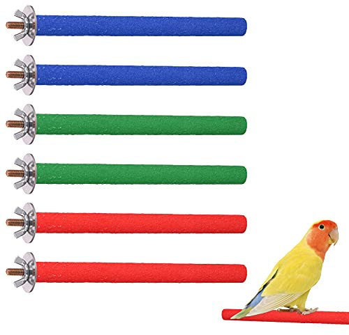 Heyu-Lotus 6 Pcs Parrot Perches Bird Paw Grinding Stick Wooden Perch Stand for Bird Cockatiel Budgie stand for Cage Training,20cm