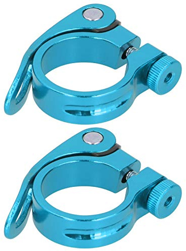 Tissting 2 stycken sadelstolpar klämma 35 mm cykel sadel rör klämma snabbkoppling cykel sadelklämma aluminium legering mountainbike tillbehör (blå)