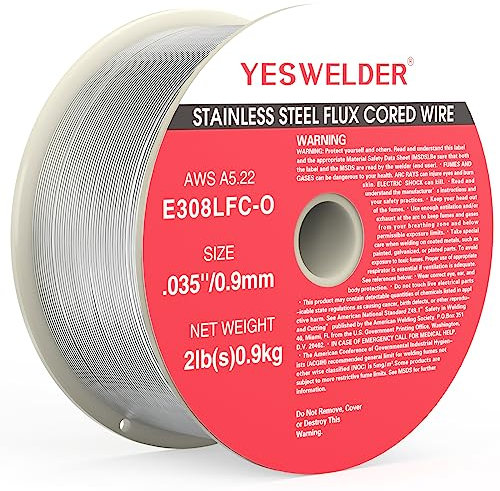 YESWELDER Stainless Steel Flux Cored MIG Welding Wire, E308LFC-O .035-Diameter, 2-Pound, Strong ABS Plastic Spool Welding Wire