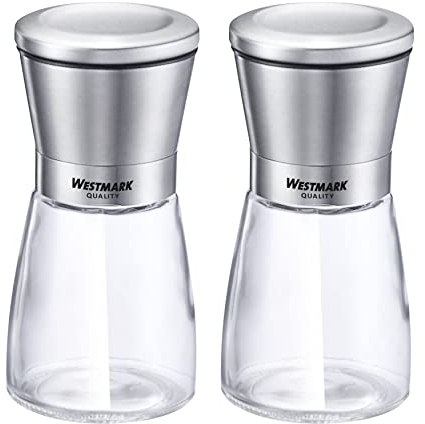 Westmark 63352260 - Macinaspezie con meccanismo in ceramica, vetro, ceramica, acciaio INOX, colore: Trasparente/Argento/Nero, Inox, 2 pezzi