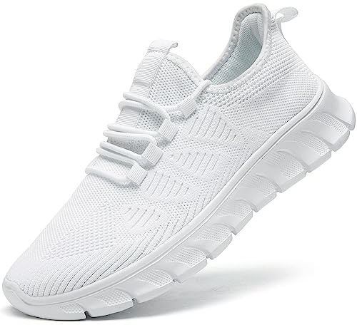 Ladies Trainers Women Shoes White Slip On Walking Running Sneakers Gym Tennis Lightweight Casual Sport Shoe Size 6 UK