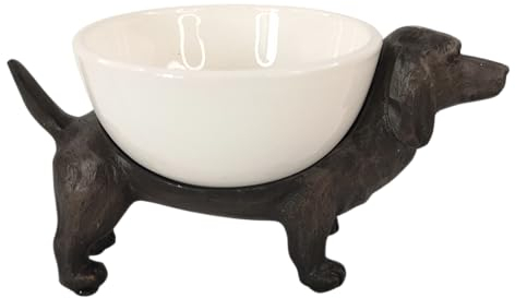 Generisch Deko Figur Schale Hund Dackel Porzellan Teckel Dachshund Schmuckhalter Skulptur