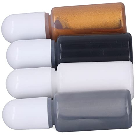 Epoxy Resin Pigment, 4 Colours, Highly Concentrated Coloured UV Epoxy Resin Dye for Resin Jewellery Making Casting Figures (Set 9: White, Silver Grey, Gold, Black)