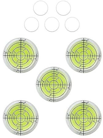 Pack de 5 Niveles de burbuja de precisión Ø 32 mm de diámetro, nivel de burbuja pequeño con 5 imanes autoadhesivos, apto para descodificadores, autocaravanas, televisores, mesas de oficina, etc.