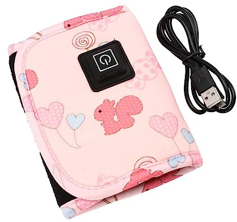 RORPOIR USB Baby Bottle Warmer for Newborns, Portable Heating Milk Bottle Cover with USB Power, Pink Squirrel Design Suitable for Travel and Outdoor Feeding Random Color