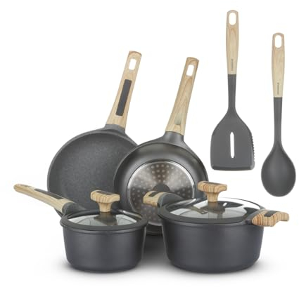 KASANOVA batteria pentole a induzione Evolution, batteria pentole antiaderente, pentole per induzione e ogni piano cottura, alta qualità (8 Pezzi)