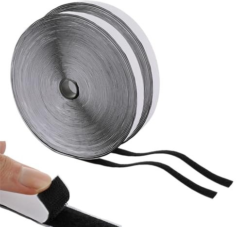 ASelected 25 m kardborreband, självhäftande, 20 mm brett kardborrband, tejp med kardborreband och krokband för insektsnät matta, bildram handarbete