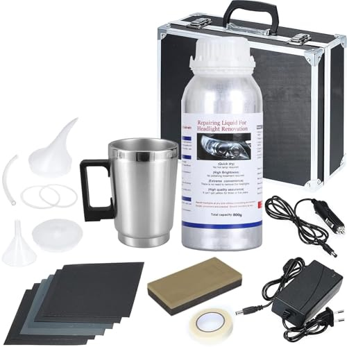 Xiaoqintedy Kit de réparation de phares, 800g kit de Polissage de phares de Voiture avec Tasse d'atomisation, kit de réparation de phares de Voiture pour la réparation de Flou, jaunissement et Rayures