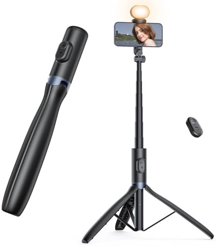 ANXRE Tripode para Movil con Luz, NT99 172cm Palo Selfie Trípodes De Mesa Y Viaje, Soporte Movil Tripode con Control Remoto Compatible con Telemovel/Gopro/Cámara