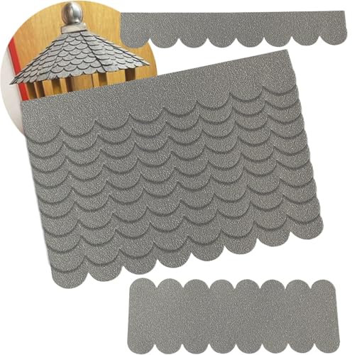 Dachpappe Schindeln Dachpappe für Vogelhaus Dachpappe Selbstklebend 21pcs mini Dachschindeln für Nistkasten Hasenstall Insektenhotel (Grau)