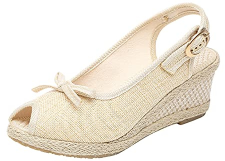 Sandalias Mujer Con Cuña Verano Plataforma De Vestir Sandalias Cerradas Alpargatas Esparto Cierre De Hebilla Elegantes Antideslizantes Yute Sandalia Comodas Casual Tacon Zapatos Moda Fiesta Novia 2025