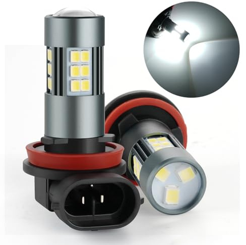 iFunyLED H11 LED Fog Bulbs, Super Bright H8 H16 LED Fog Lights 6500K Cool White, Plug and Play, Replacement Lights for Cars Trucks SUV, Pack of 2