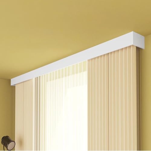 Robusto sistema de riel de cortina 3 en 1 en color blanco con cenefa de doble barra transversal para cortinas de montaje en techo de 2,6 m, ideal para tratamientos de ventanas de dormitorio