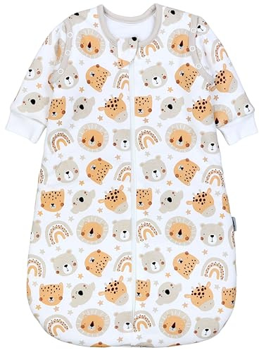 TupTam Sacco Nanna 2.5 TOG – Sacco Nanna Neonato Tutto l’anno con Maniche Rimovibili, Cotone OEKO-TEX, Animali/Arcobaleno, 80-86