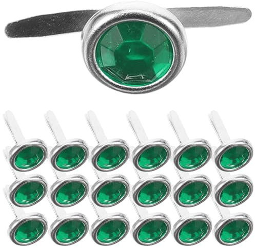 Alipis 100 piezas Sujetadores Metálicos Redondos con Incrustación de Diamantes para Manualidades DIY Brads para Scrapbook Clips de Papel Duraderos Color Verde
