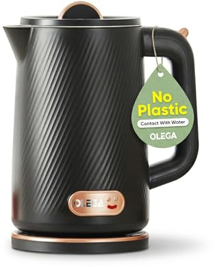 1800W Electric Kettles: OLEGA 1.8L Large Hot Water Kettle, Fast Boiling Water Boiler Electric Tea Kettle Teapot, BPA-Free 304 Stainless Steel Electric Teapot for Coffee (Black)