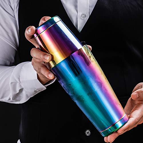 Fydun Färgglada Mindre Stål Boston Cocktail Shaker Set för Blandning - Elegant Barverktyg med 550 Ml och 850 Ml Koppar för Cocktails, Mjölkte och Mer