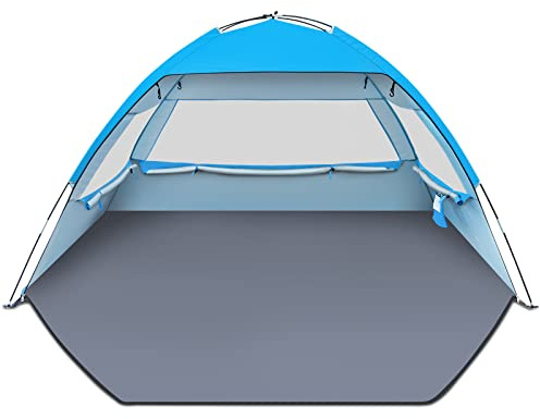 Gorich Beach Tent Sun Shelter for 3/4/6/8/10 Person with UPF 50＋ UV Protection, Lightweight & Easy Setup Beach Shade Canopy, Portable Beach Shade Tent Beach Cabana