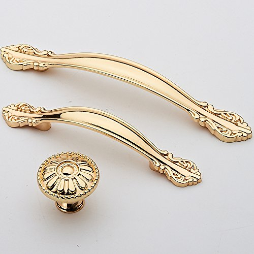 Angela-homestyle™ Vintage Möbelgriffe Antikbeschlag Schubladengriff Möbelgriff Schrankgriff Zierteile Mit Schrauben (Gold, 96mm)