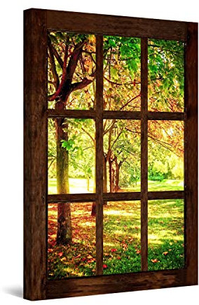 Startonight Quadro su Tela Finestra per una Mattina di Sole, Quadri Moderni Paesaggio Stampe Camere da Letto Stampe Incorniciate 60x90 cm, Decorazione Parete, Idea Regalo Elegante Luminoso al Buio