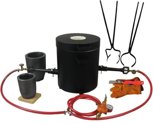 16KG Propane Metal Melting Furnace Kit with Crucible Tongs Set, Foundry Smelting Furnace with Casting Tools for Metal Brass Gold Silver Aluminum