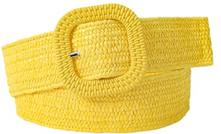 NALANY Stoffgürtel Stretchgürtel Flechtgürtel Geflochtener und Elastischer Dehnbarer Gürtel für Damen Bund Mode Dekorative Breite 4cm Länge 90cm,Candy Farbe Waehlbar (90cm/35.4, Yellow)