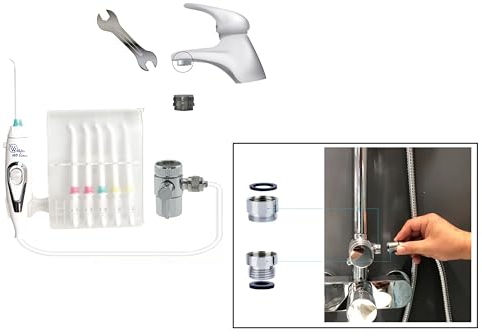 Irrigador Dental Grifo sin Baterías ni Electricidad | Irrigador Oral Profesional | Utiliza la Presión del Grifo para Chorro Lineal, Ilimitado y Silencioso| Conector Metálico (para Ducha)