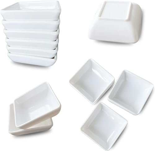 Cuencos para salsas, cuencos cuadrados para salsas, cuencos para salsas, cuencos para postres, para aperitivos, sushi, salsa de soja, salsas, especias, guarniciones, frutas y aperitivos (12 piezas)