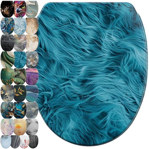 Sanilo WC Sitz mit Absenkautomatik & Schnellverschluss, Toilettendeckel per Knopfdruck abnehmbar, einfache Montage von oben (Fluffy)