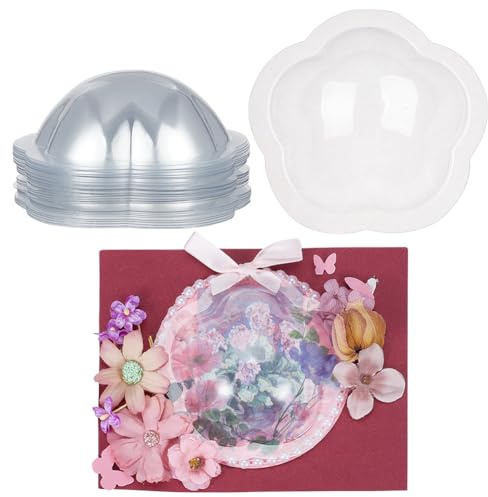 OLYCRAFT 30Pcs Flower Candy Dome 10cm Clear Plastic Domes Candy Holder Shaker Domes Transparent Plastic Dimensional Dome Packing Covers for Shaker Card Making Paper Crafting DIY Present Box